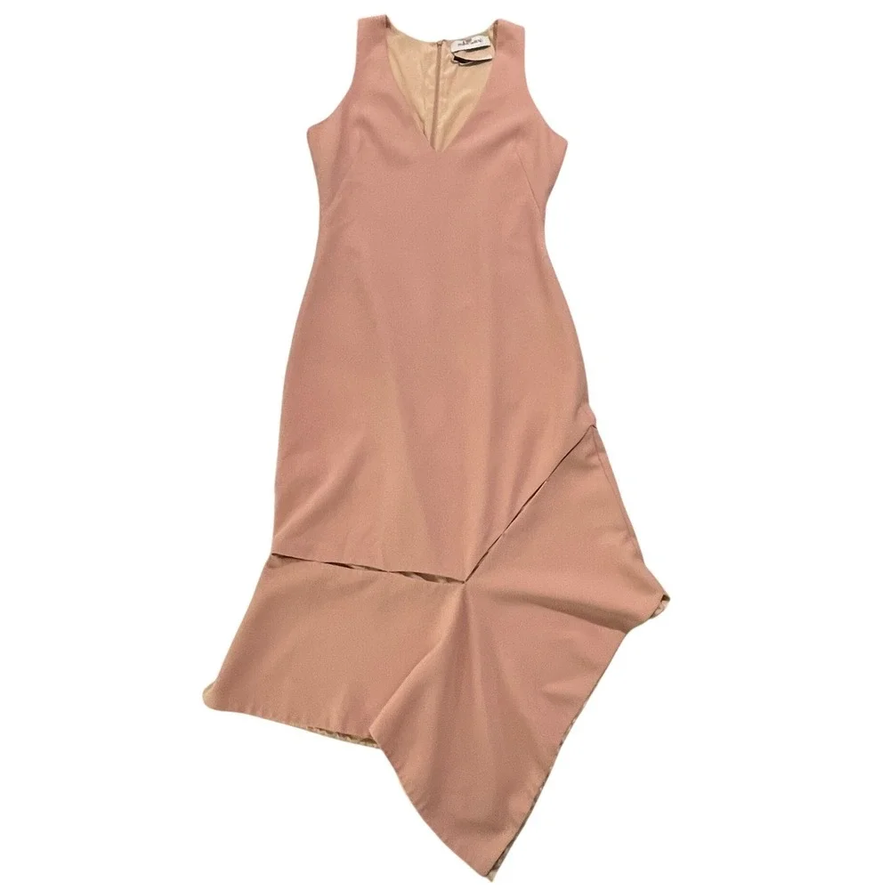 Prabal Gurung Tea Rose Side Slash Midi Dress Womans 8 Pink Silk Designer